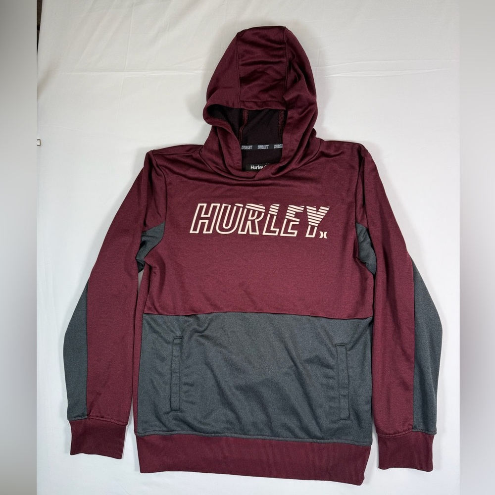 HURLEY Boys Dri Fit Colorblock Logo Hoodie L 12-13Y Athletic Streetwear